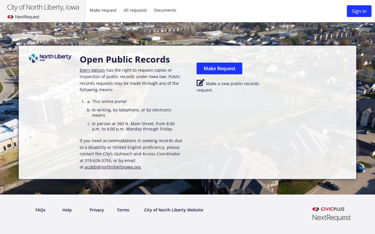 North Liberty official police arrest records request portal